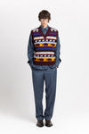 Dark mix fine merino unisex holiday jacquard vest