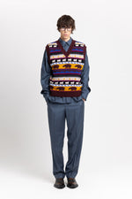 Dark mix fine merino unisex holiday jacquard vest