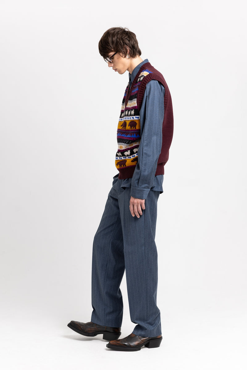 Dark mix fine merino unisex holiday jacquard vest