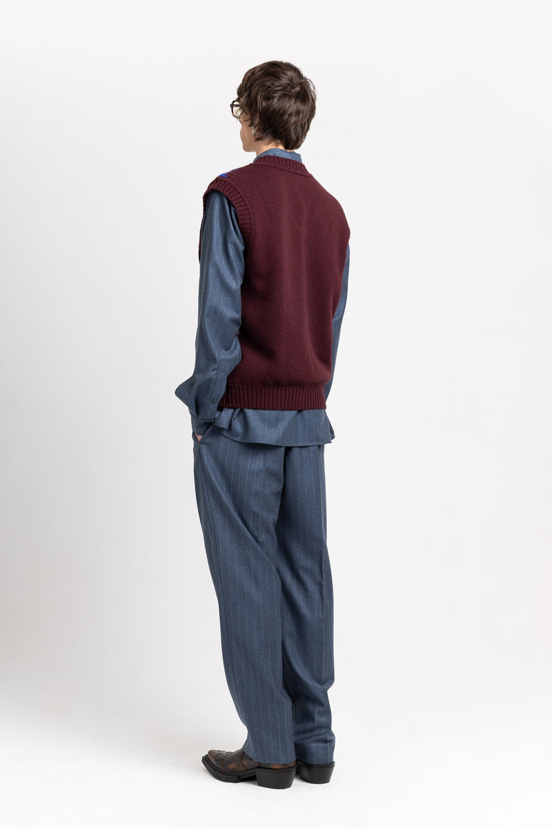 Dark mix fine merino unisex holiday jacquard vest