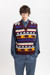 Dark mix fine merino unisex holiday jacquard vest