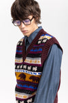 Dark mix fine merino unisex holiday jacquard vest