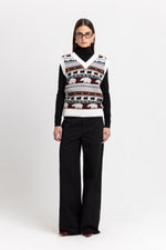 Light mix fine merino unisex holiday jacquard vest