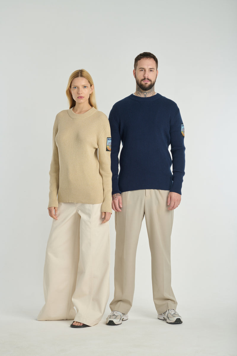TATRY Beige ribbed-knit sweater