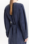 Blue washed tencel dress with tie detail