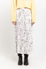 Taupe viscose print watercolor pull-on skirt