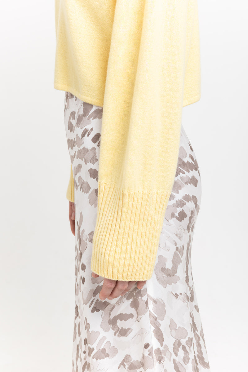 Daffodil yellow cashmere cropped pullover