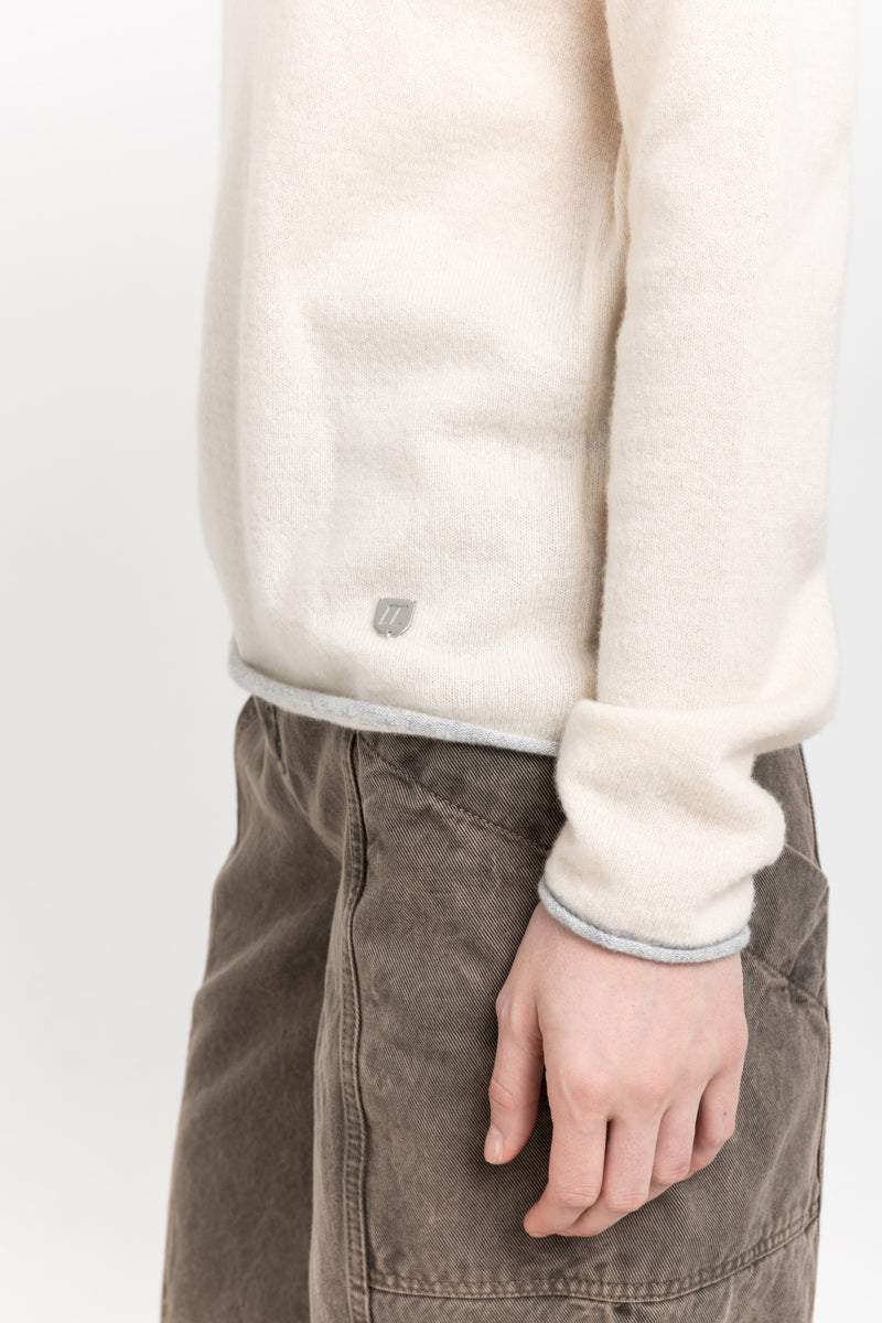 Pearl with grey dawn cashmere lightweight turtleneck