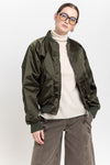 Dark green econyl satin bomber