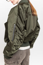 Dark green econyl satin bomber