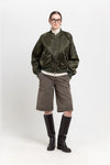 Dark green econyl satin bomber