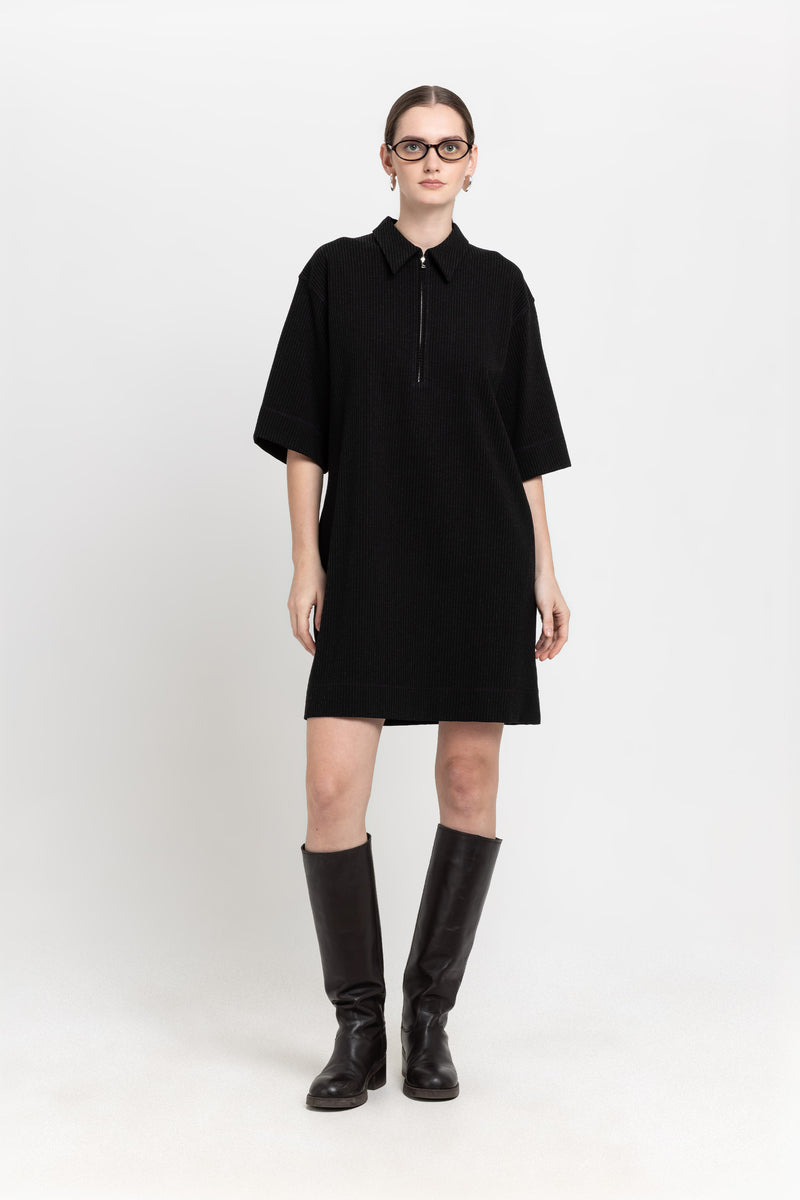 Black with grey stripes bistretch dress