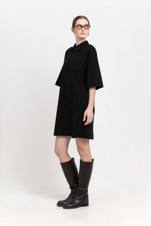 Black with grey stripes bistretch dress