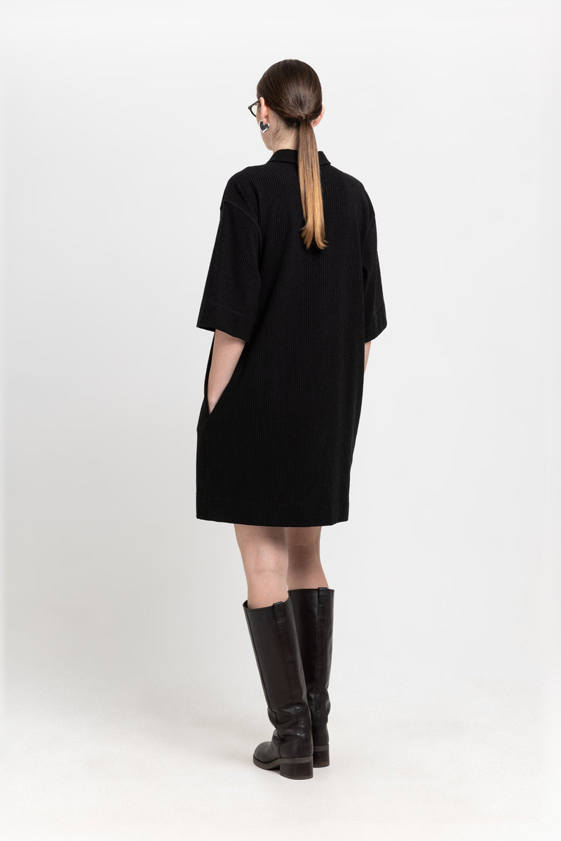 Black with grey stripes bistretch dress