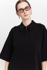 Black with grey stripes bistretch dress