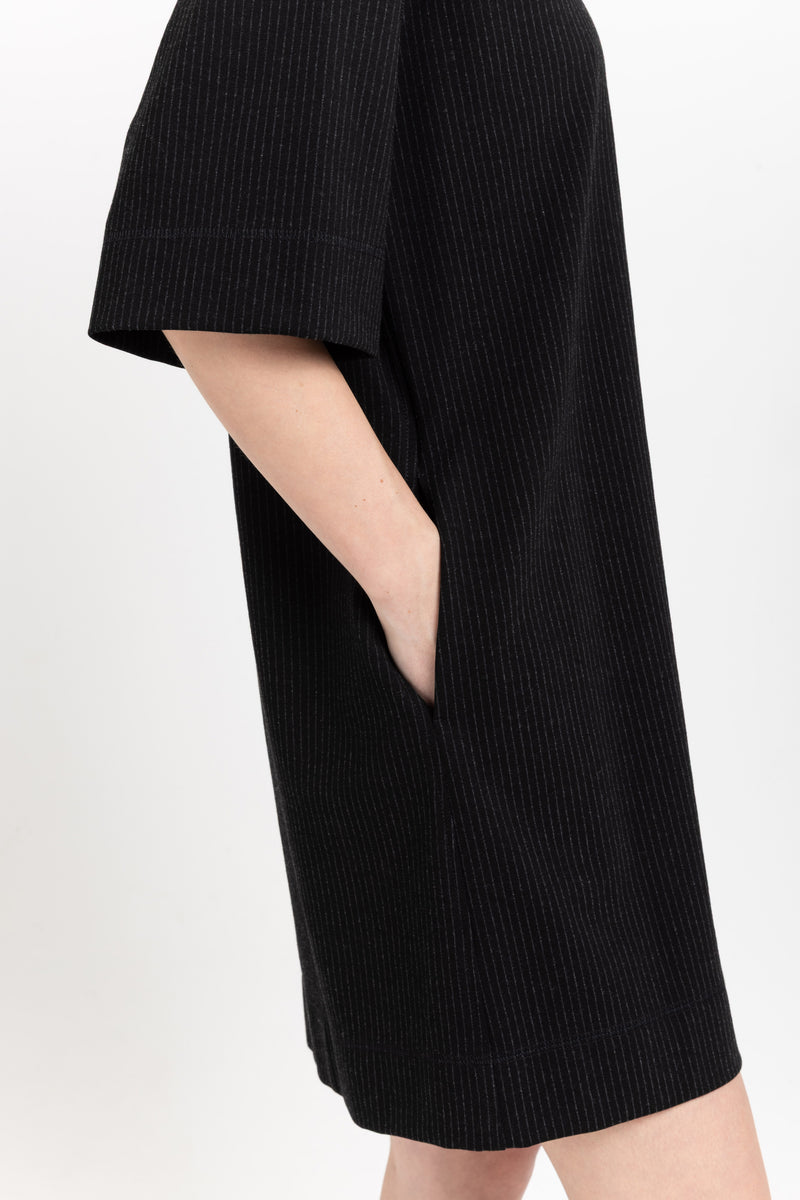 Black with grey stripes bistretch dress