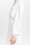 Off white elastic crepe wrap dress