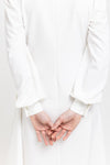 Off white elastic crepe wrap dress