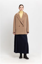 Camel plush superfine wool relaxed short coat