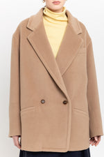 Camel plush superfine wool relaxed short coat