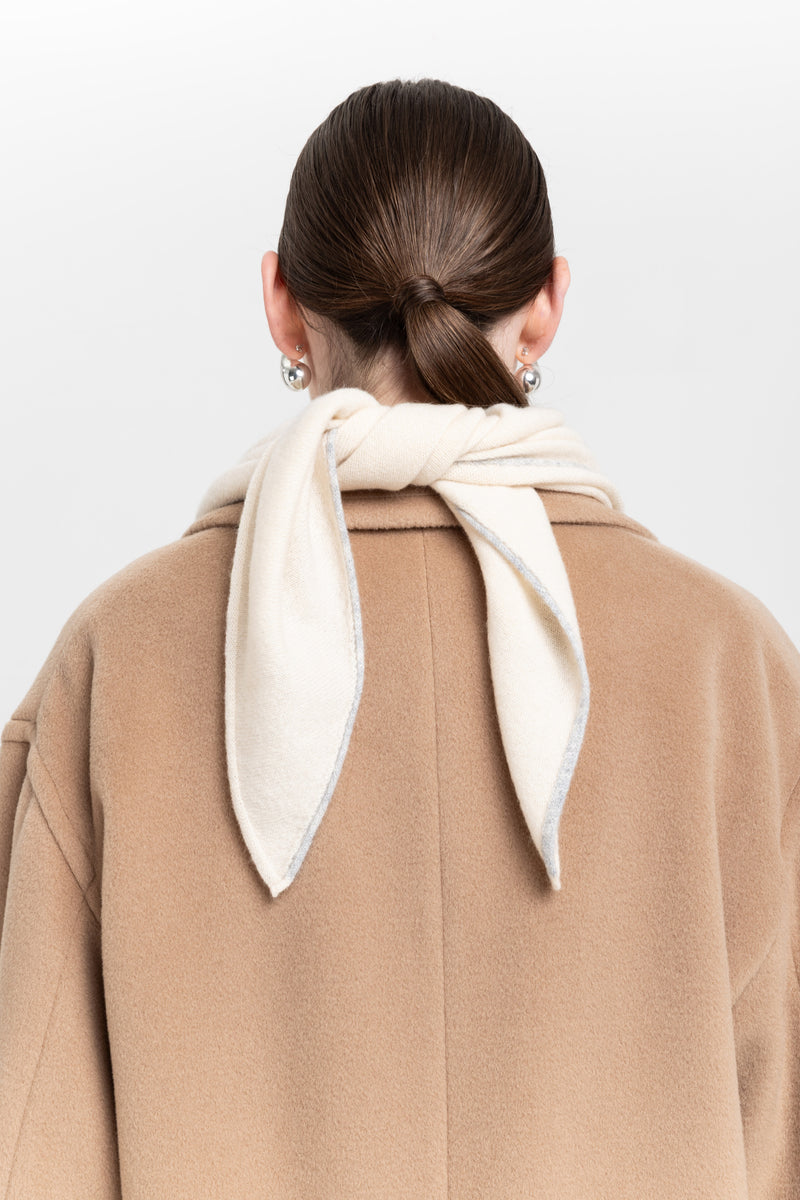 Pearl white & grey dawn cashmere triangle scarf