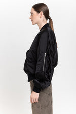 Black satin nylon bomber