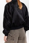 Black satin nylon bomber