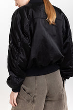 Black satin nylon bomber