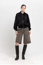 Black satin nylon bomber