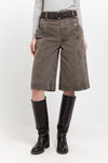Dark brown short leather belt