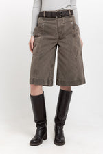 Dark brown short leather belt