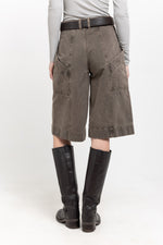 Dark brown short leather belt
