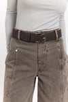 Dark brown short leather belt