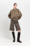 Dark beige trench cotton satin bomber