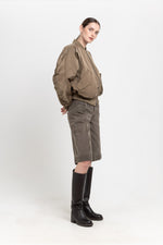 Dark beige trench cotton satin bomber
