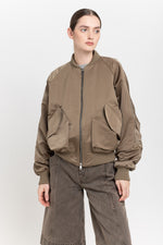 Dark beige trench cotton satin bomber