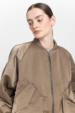 Dark beige trench cotton satin bomber
