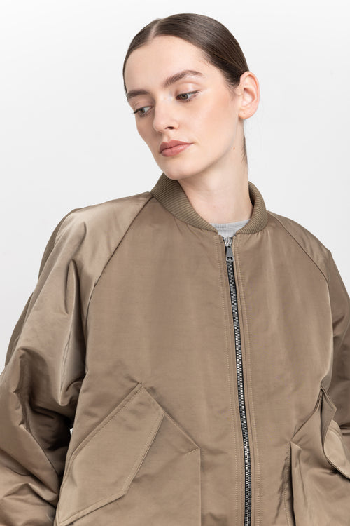 Dark beige trench cotton satin bomber