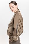 Dark beige trench cotton satin bomber