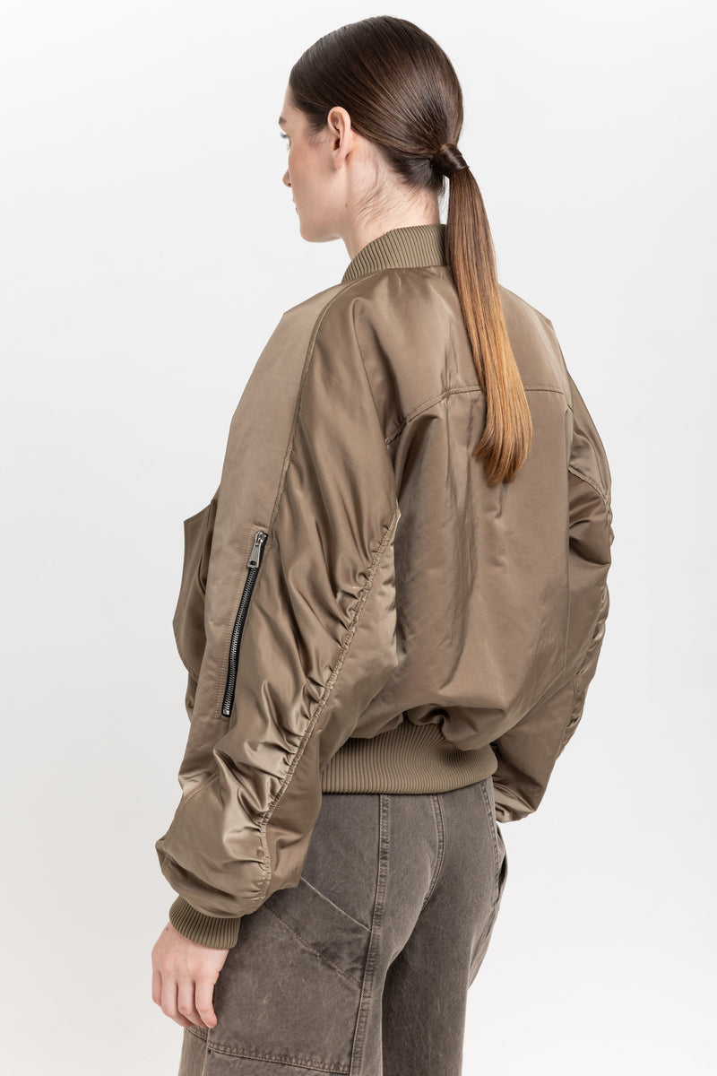 Dark beige trench cotton satin bomber