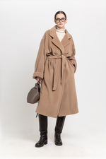 Camel plush superfine wool essential robe coat