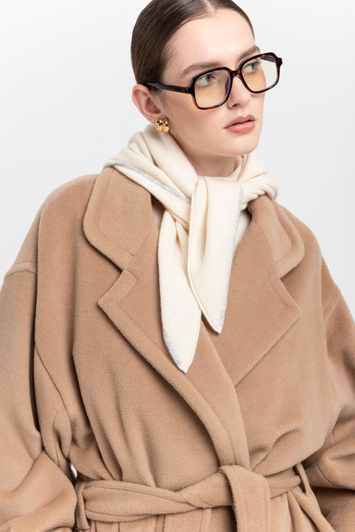 Pearl white & grey dawn cashmere triangle scarf