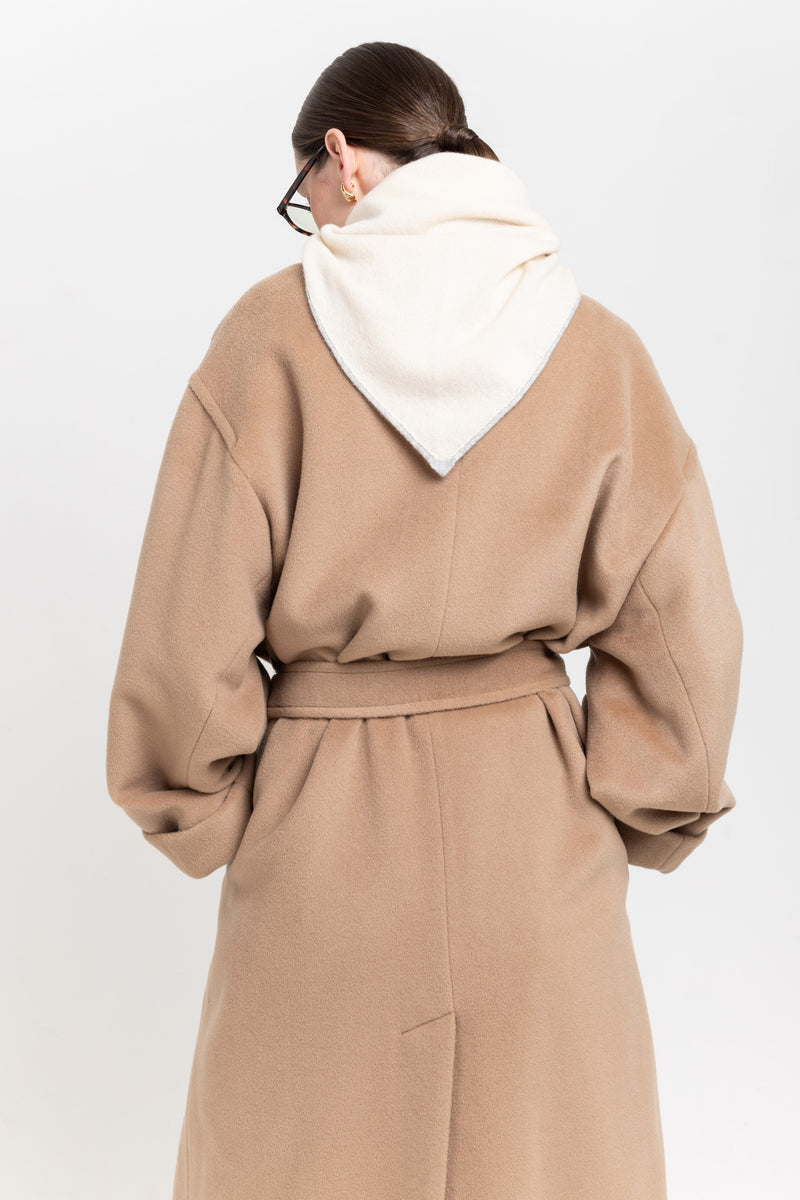 Pearl white & grey dawn cashmere triangle scarf