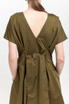 Dark green trench coat blend little evening dress with bow