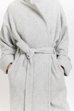 Light grey plush superfine wool essential robe coat
