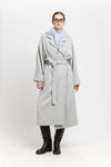 Light grey plush superfine wool essential robe coat
