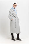 Light grey plush superfine wool essential robe coat