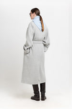 Light grey plush superfine wool essential robe coat