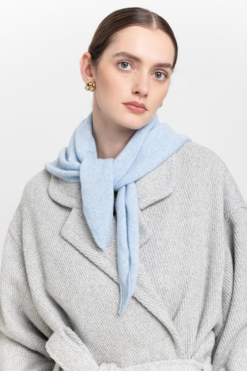 Denim blue yellow cashmere triangle scarf