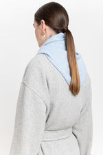 Denim blue yellow cashmere triangle scarf